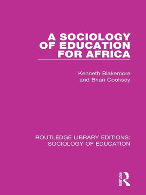 cover image of A Sociology of Education for Africa